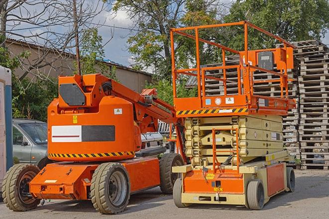 warehouse worker operating forklift to stack inventory in Hillsboro